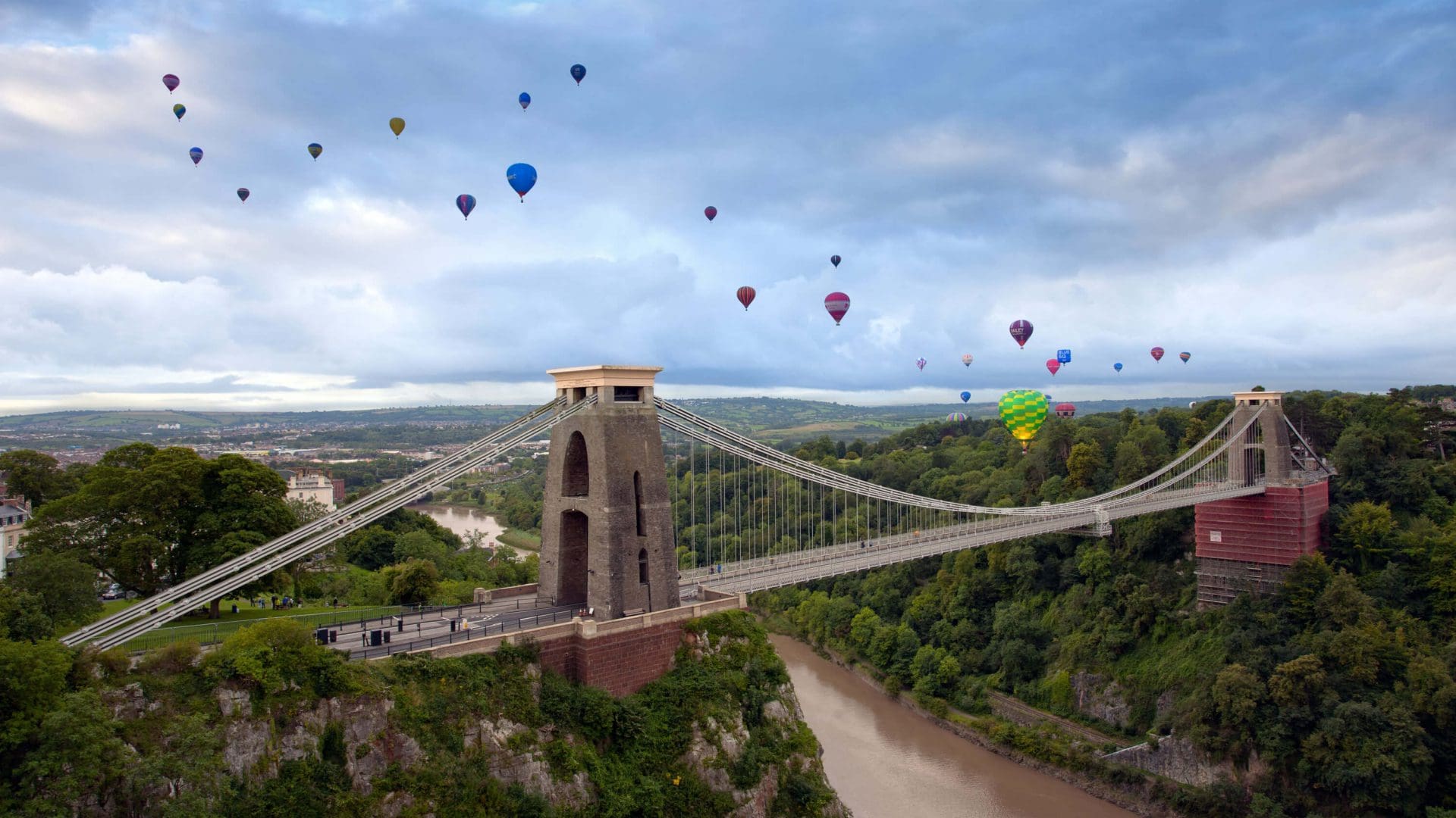 's Clifton Suspension Bridge is surrounded in the sky by colourful hot air-balloons